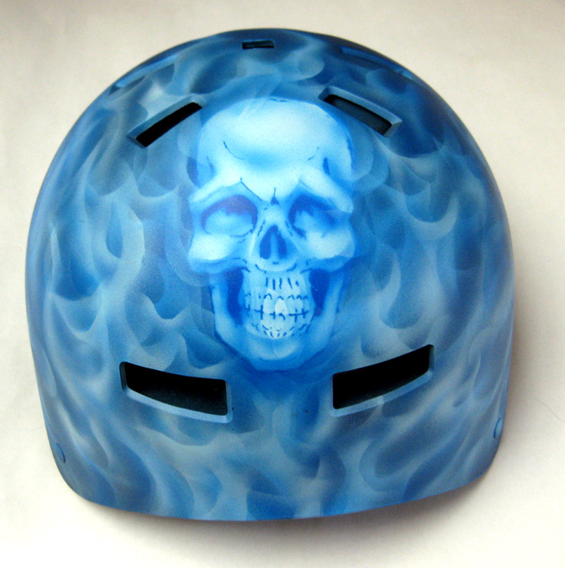 Skull and Blue Flames Helmet